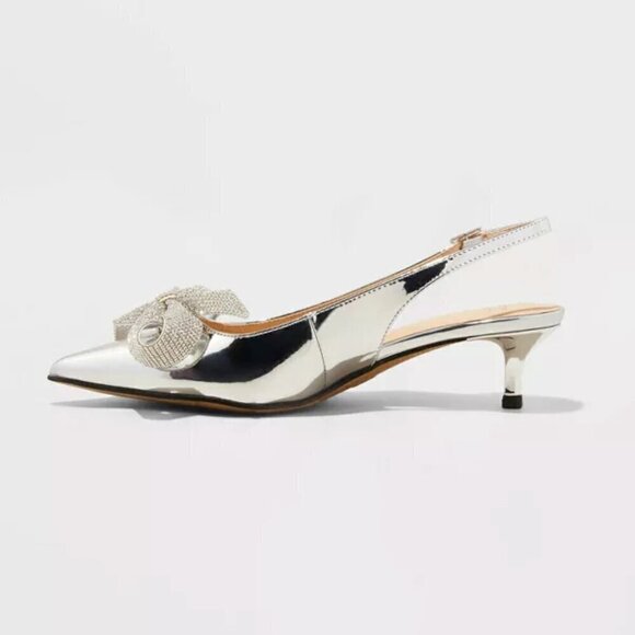 A New Day Women's Priscilla Rhinestone Bow Slingback Kitten Heels - Picture 2 of 3